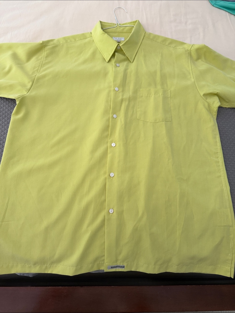 Bright Lime Green Short Sleeve Button-Up Shirt